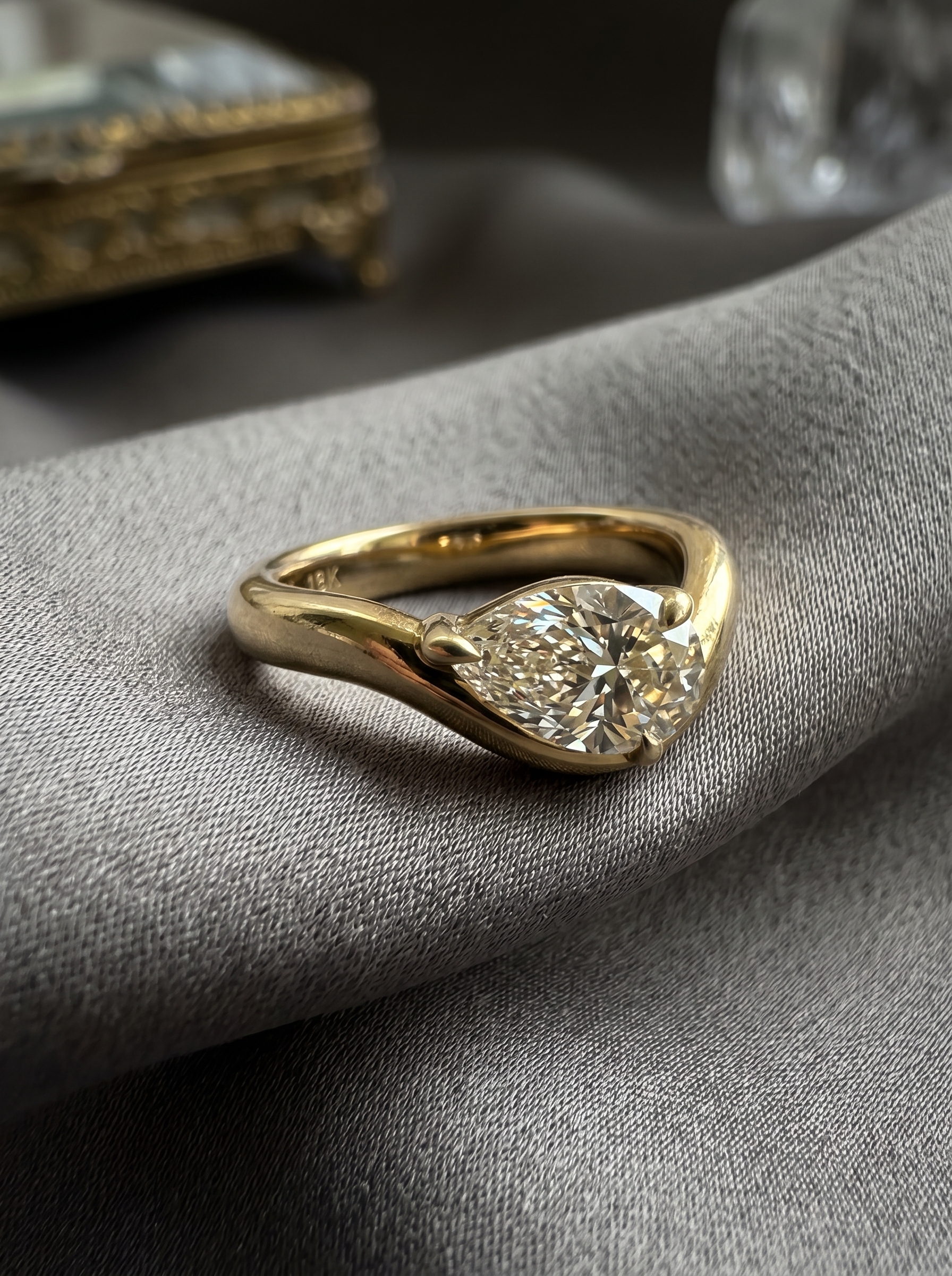 Detail of gold band on a sun-warmed surface
